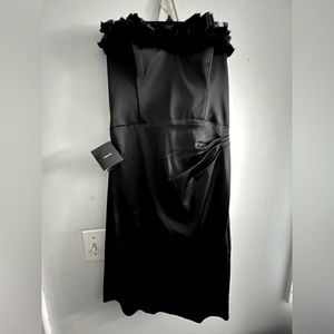 White House Black Market black satin party dress size 4. New with tags.